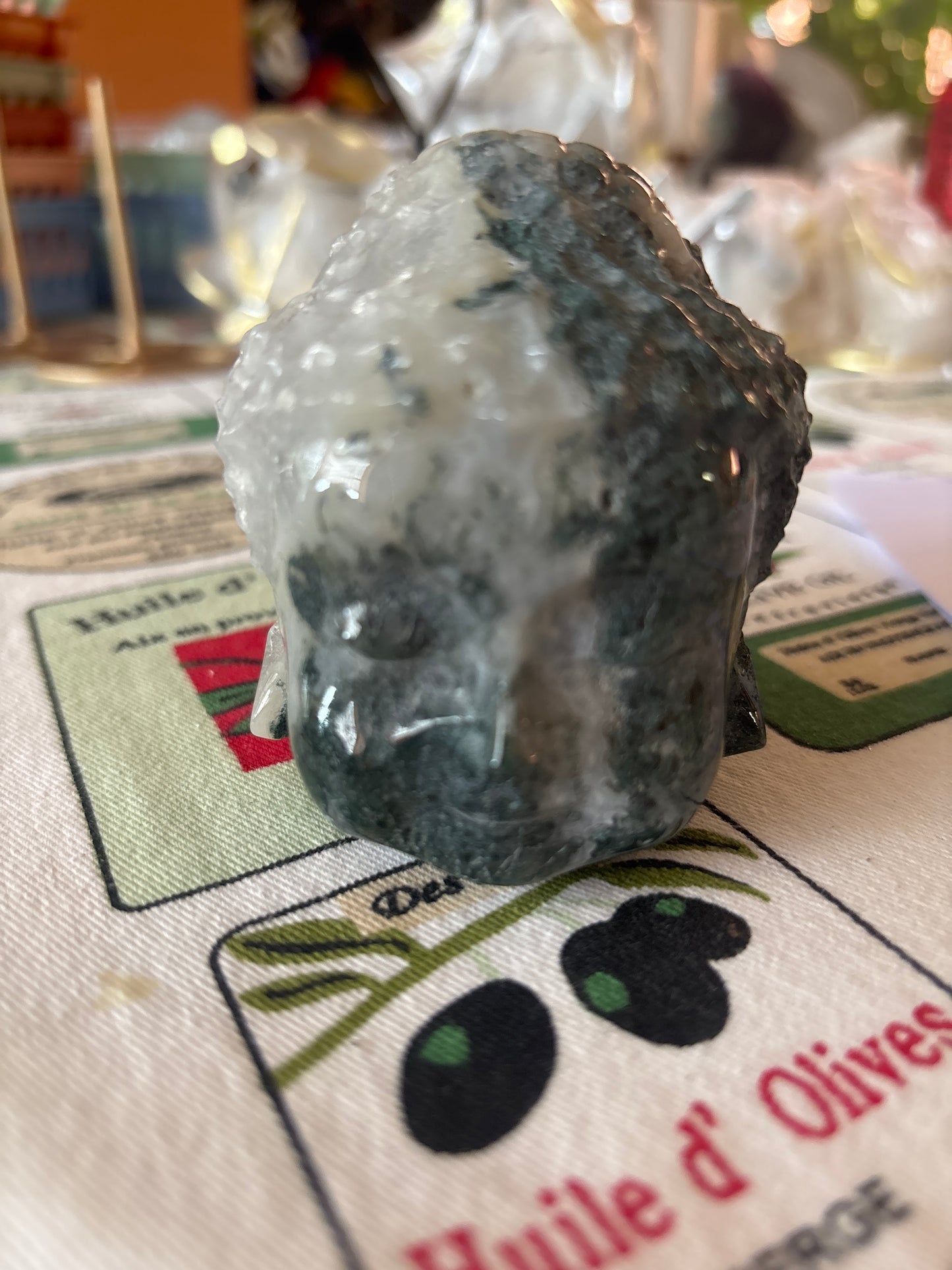 Moss Agate Buddha Head