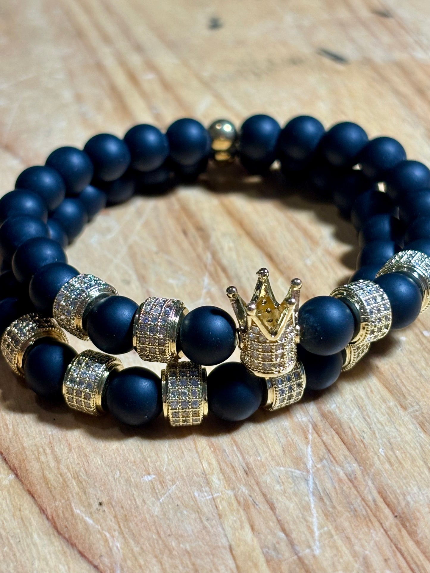 Mens Matte Onyx Gold Crown Set
