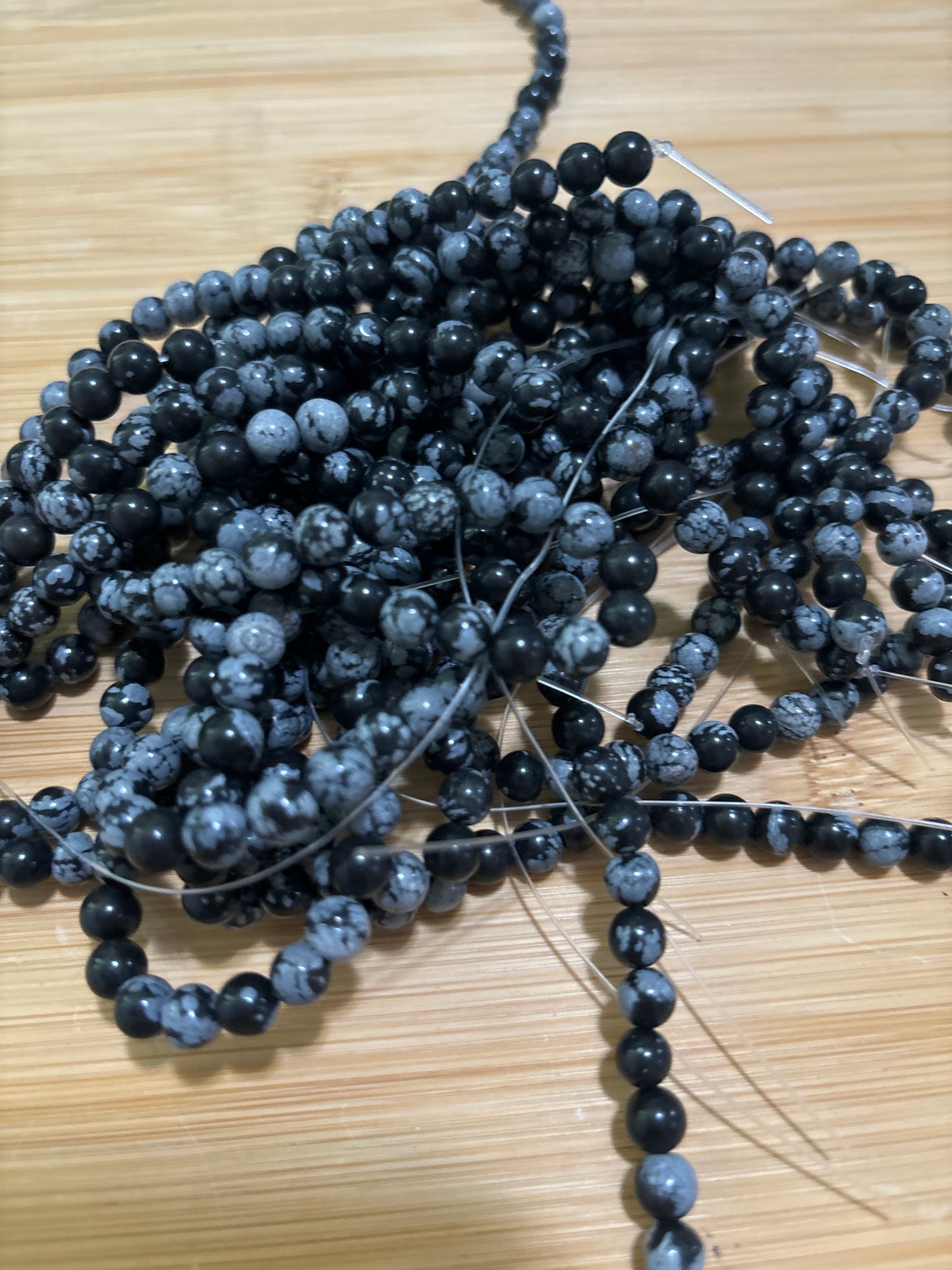 6mm Snowflake Obsidian Bead Strand