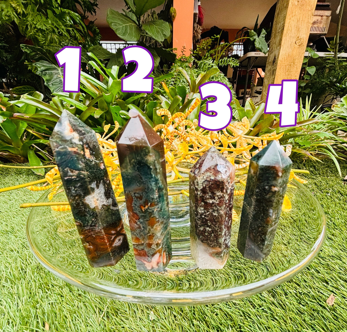 Red Moss Agate Towers