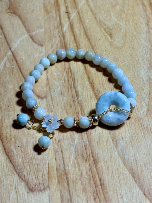 Jadeite with Donut and Flower Bracelet