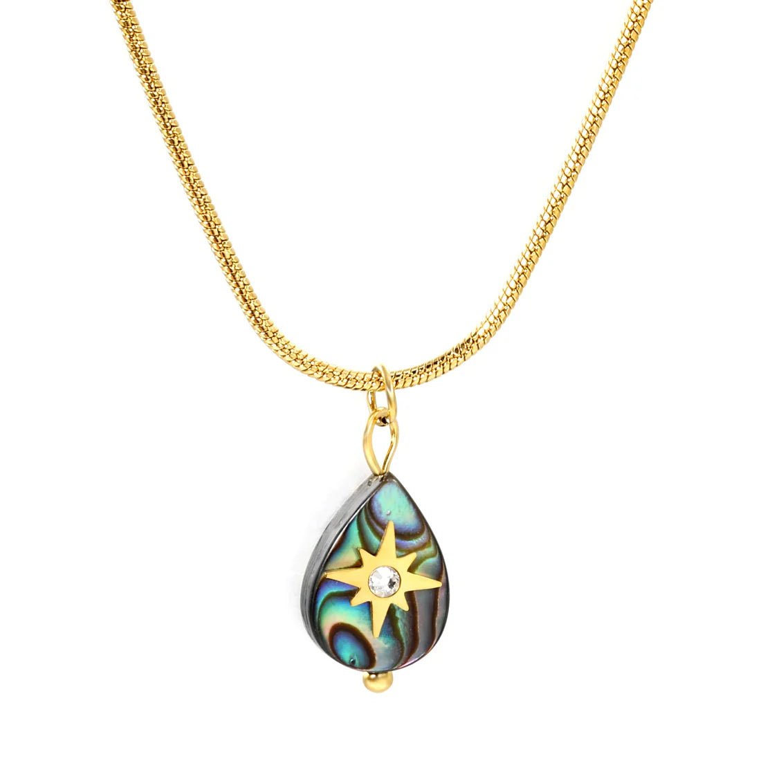 SS Abalone Shell Teardrop Necklace