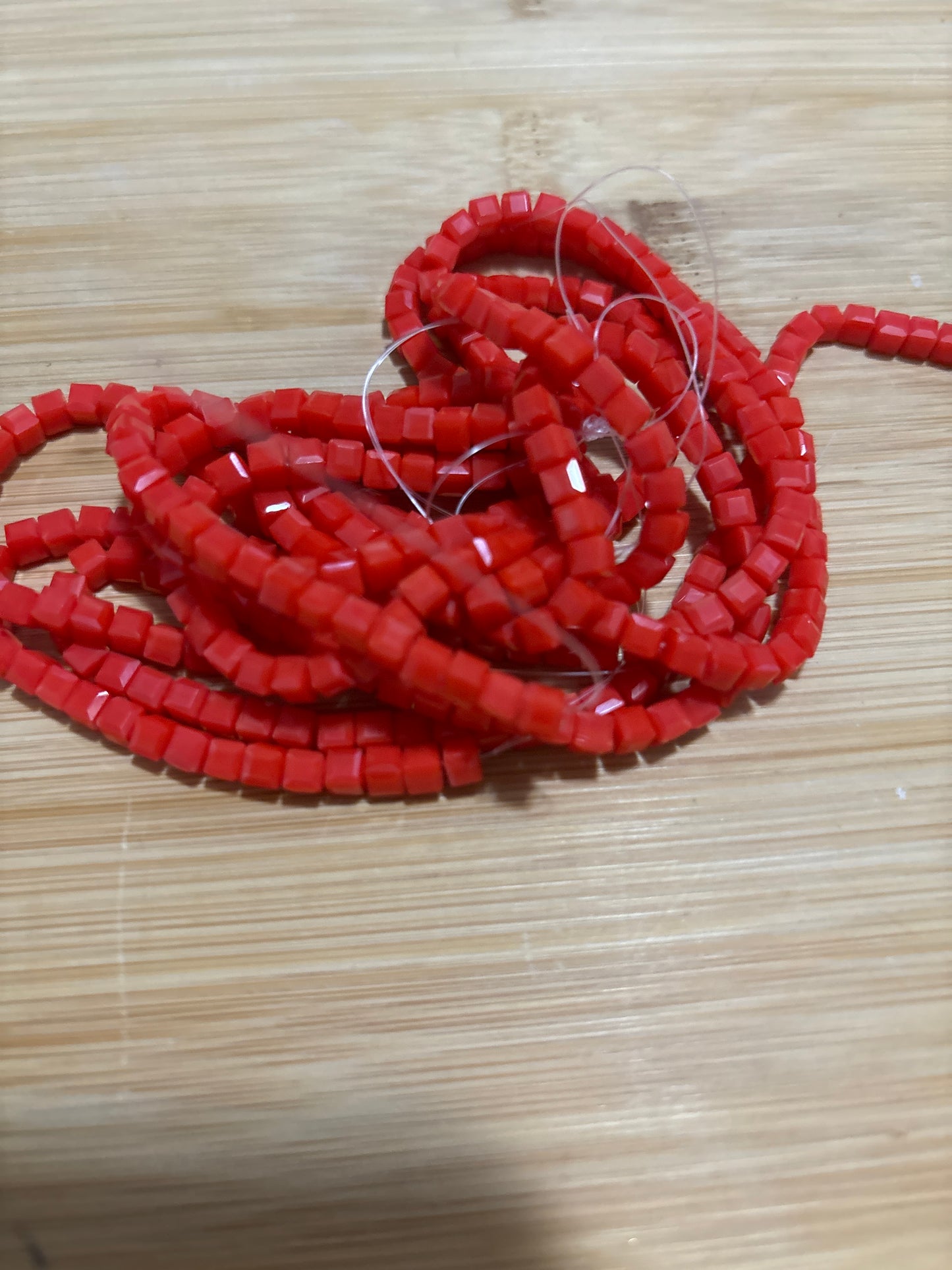 Orange Cube Bead Strand