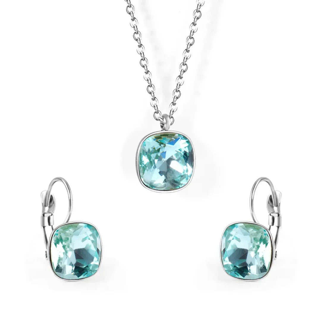 SS CZ Pendant Necklace Earrings Set