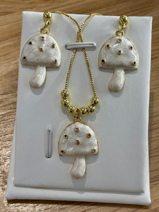 14kCopper Enamel Mushroom Set