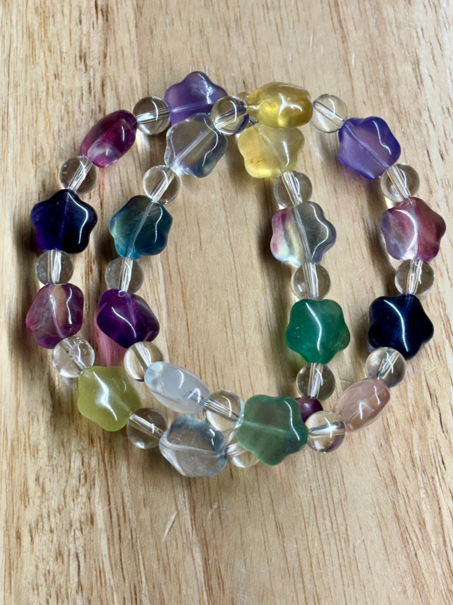 Rainbow Fluorite Flower Bracelet