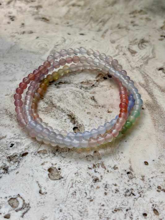 Pastel Agate Triple Wrap Bracelet