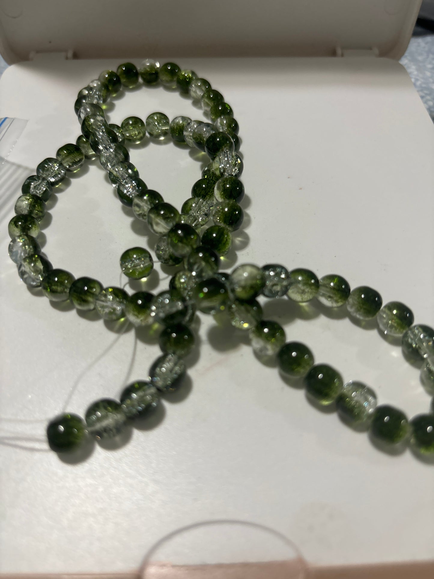 D Green Glass Bead Strand 8mm