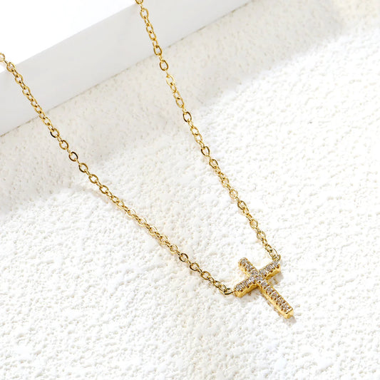 SS CZ Cross Necklace