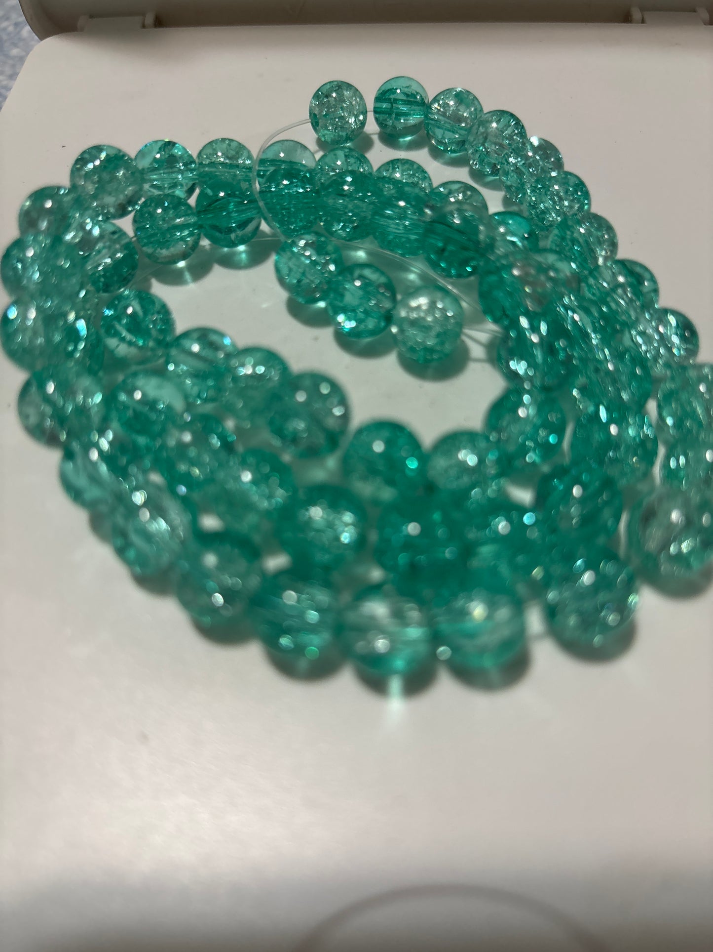 Aqua Glass Bead Strand 10mm