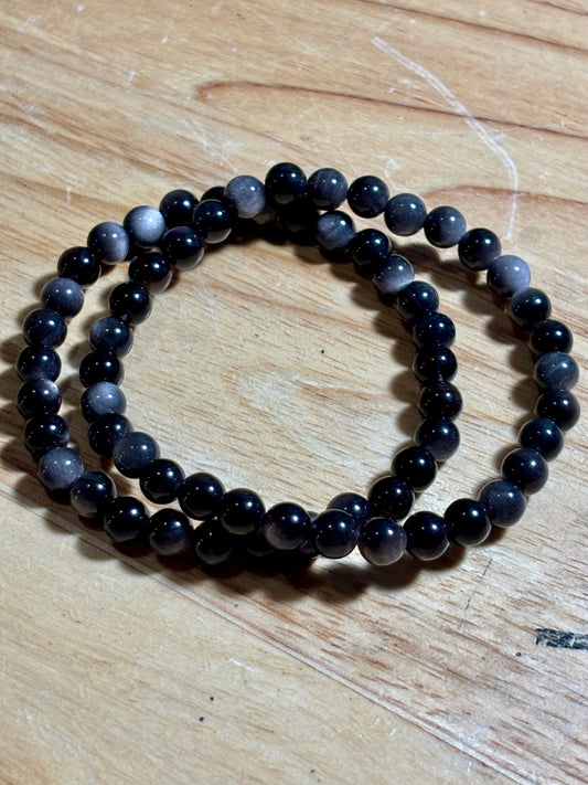 Silver Obsidian 6mm Bracelet