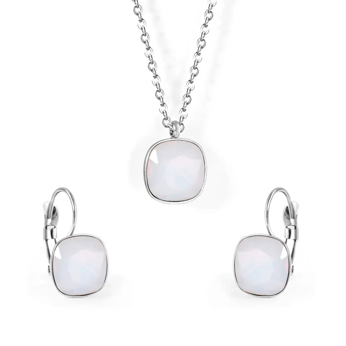 SS CZ Pendant Necklace Earrings Set