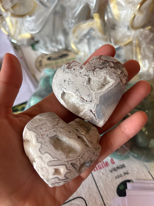 White Mexico Agate Heart