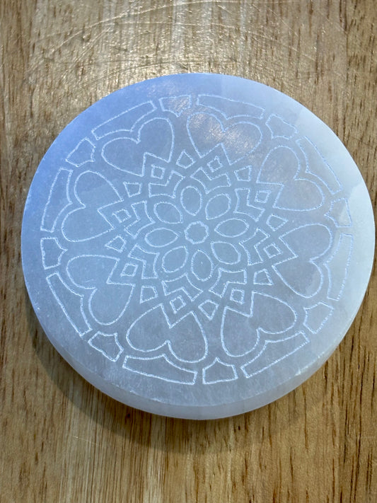 Carved Flower Selenite Plate