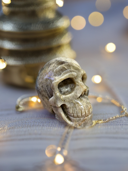 Blue Moonstone Skull Carving