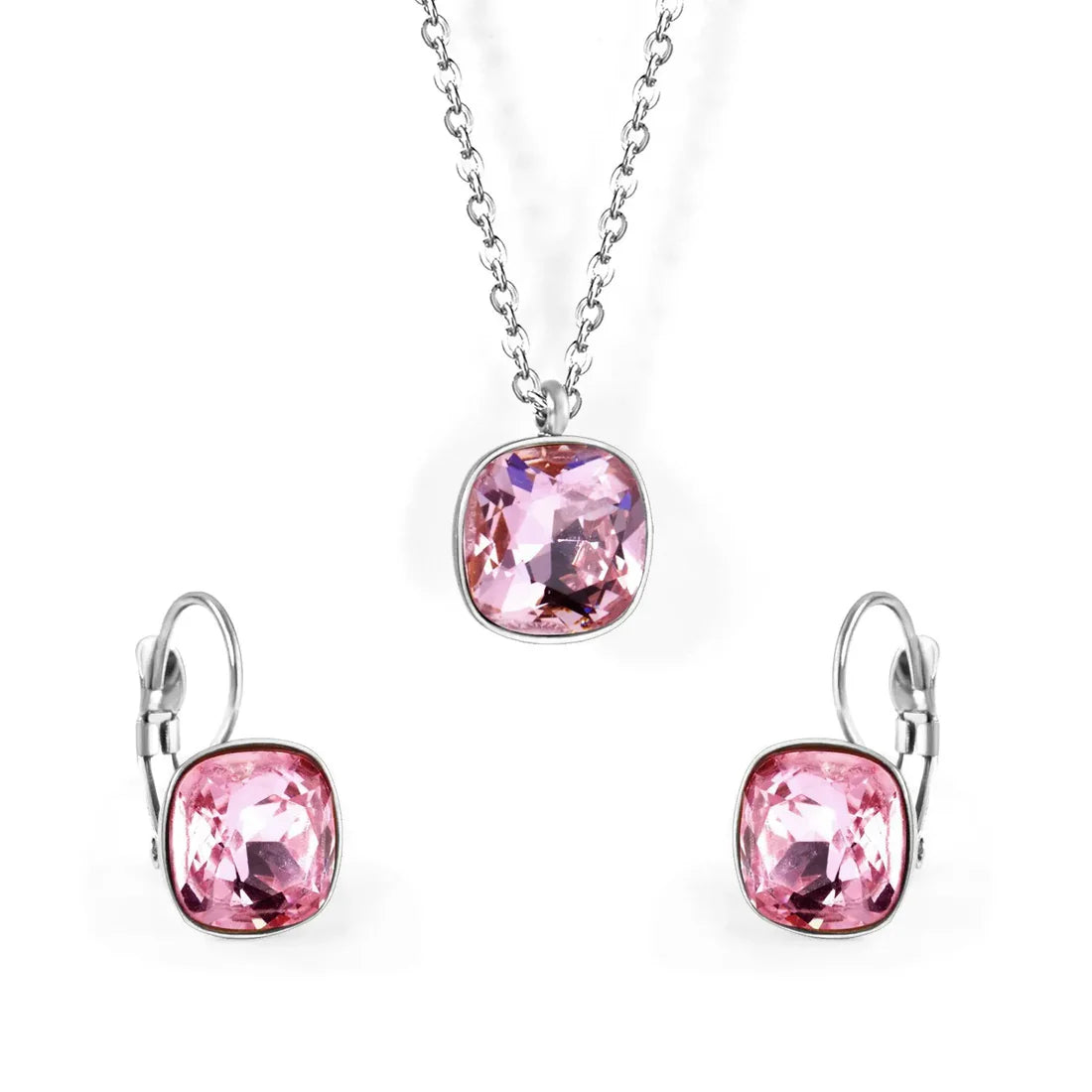 SS CZ Pendant Necklace Earrings Set