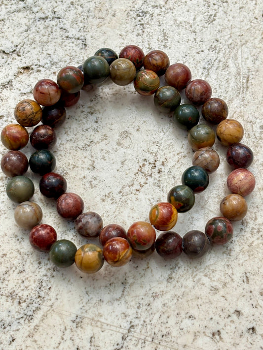 8mm Red Picasso Jasper Bracelet