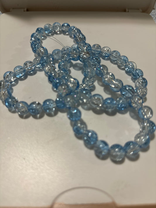 L Blue Glass Bead Strand 8mm