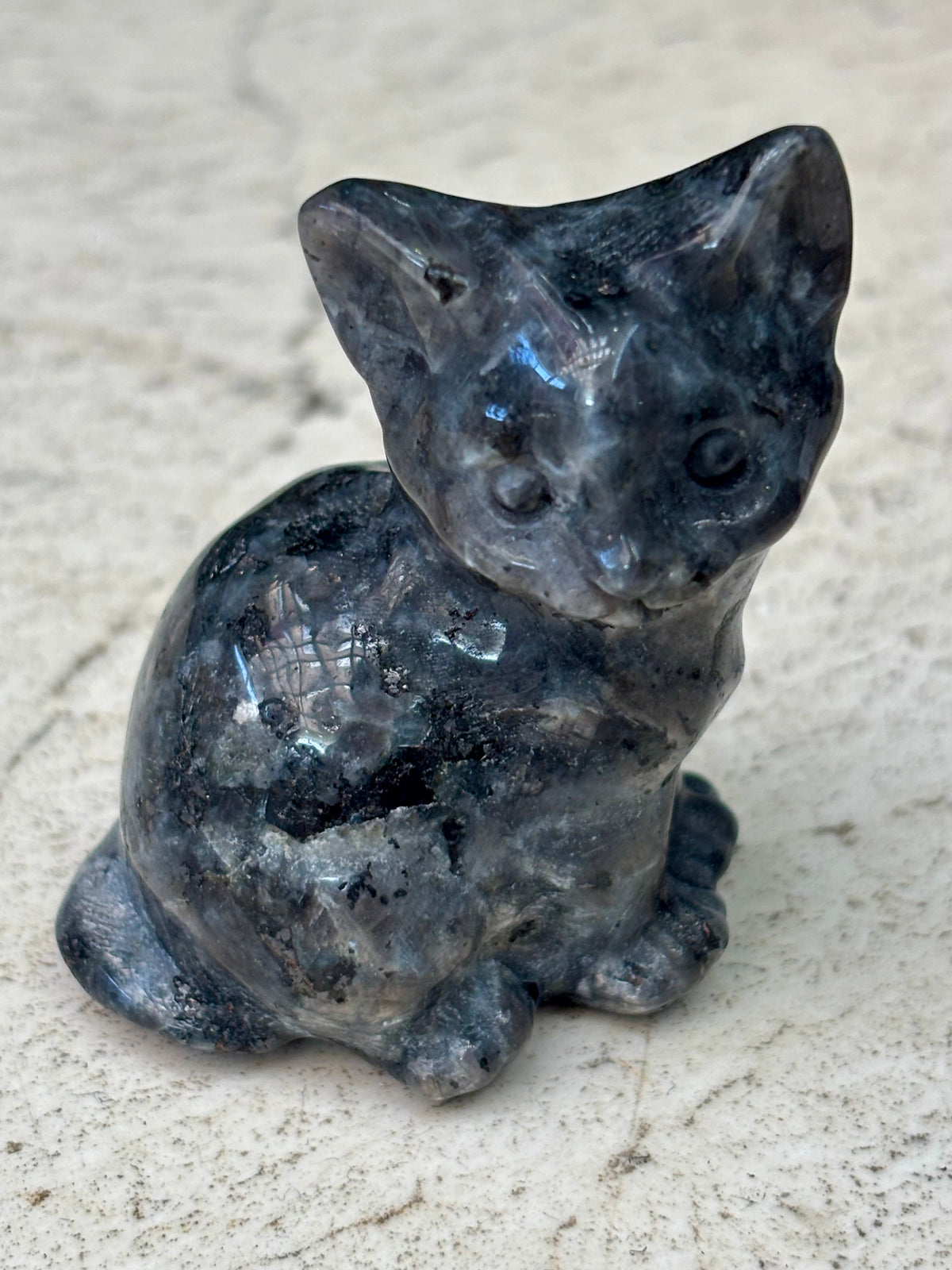 Larvikite Cat Carving