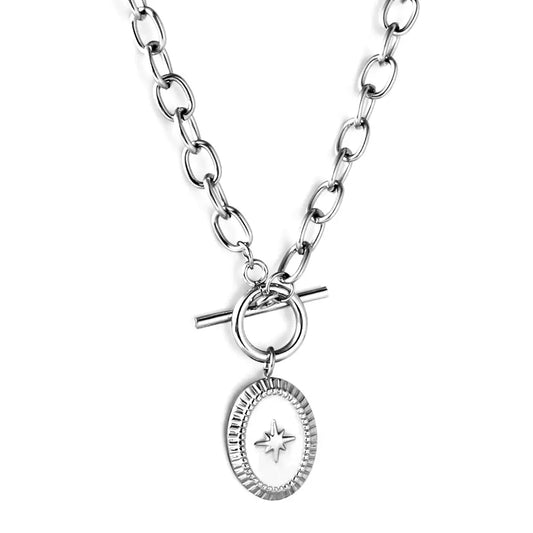 SS Oval Lucky Star Necklace