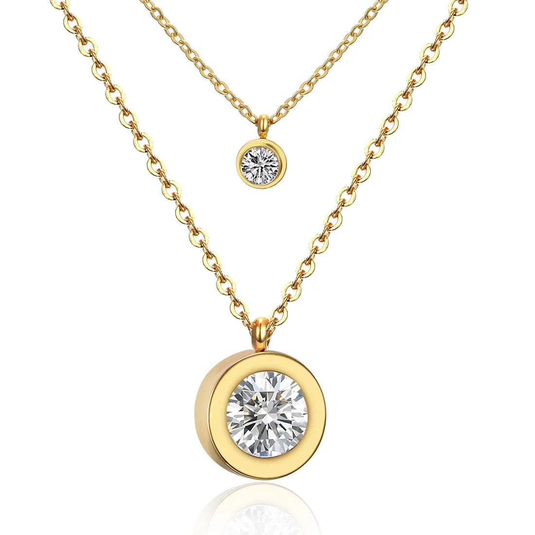 SS Classic Double Zirconia Necklace