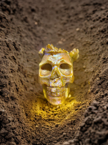 Yellow Aura Skull Carving