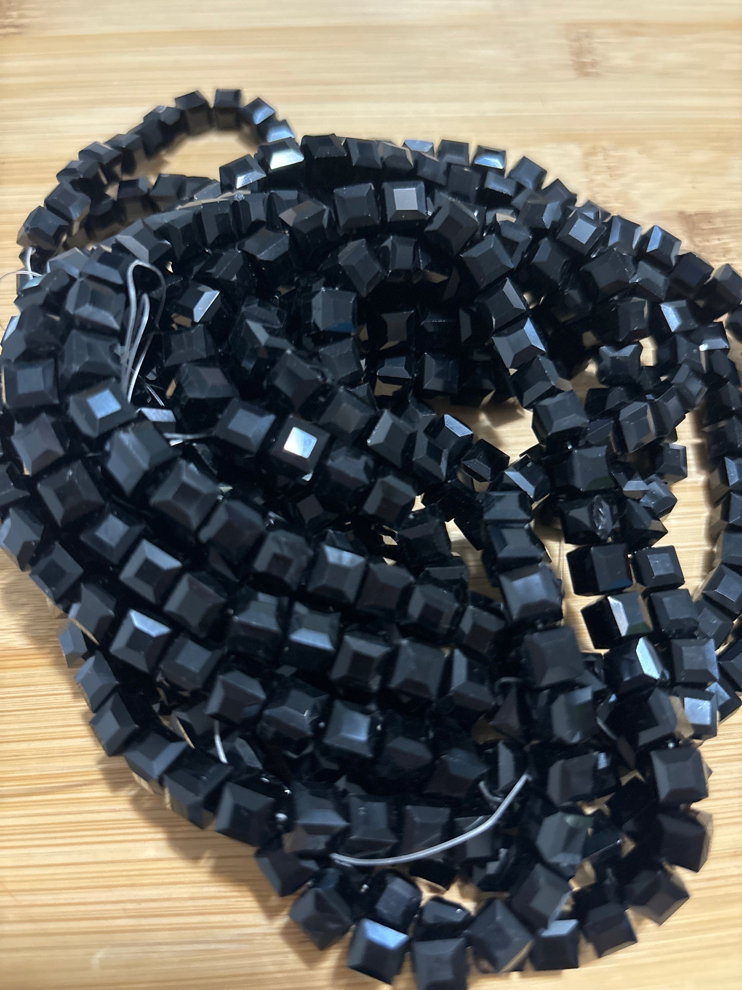 Black Cube Bead Strand