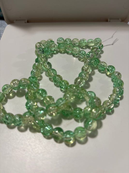 L Green Glass Bead Strand 8mm