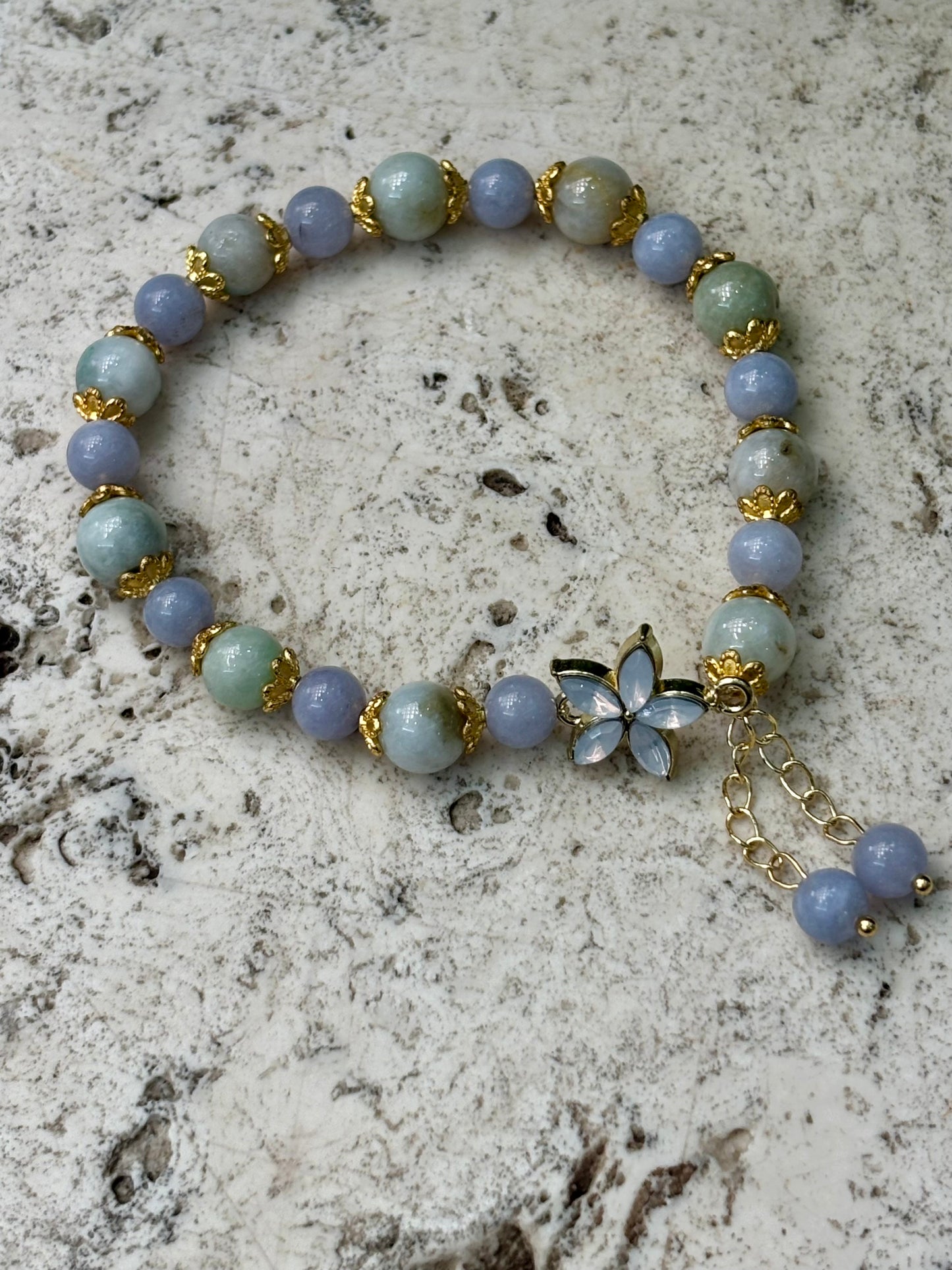 7mm Jadeite & Angelite Bracelet