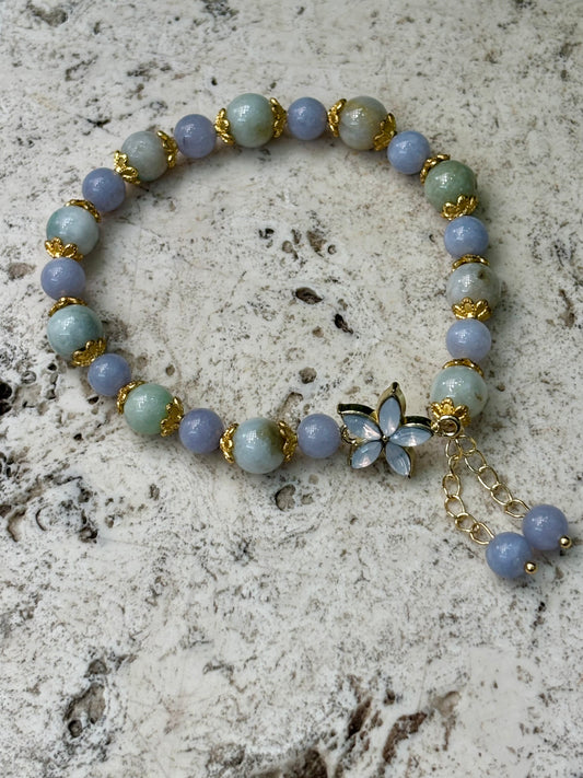 7mm Jadeite & Angelite Bracelet