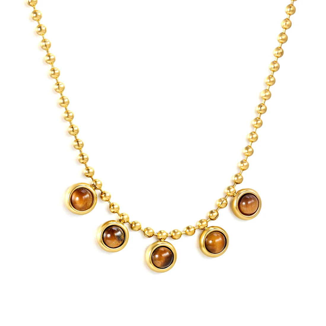 SS Tiger Eye Ball Chain Necklace