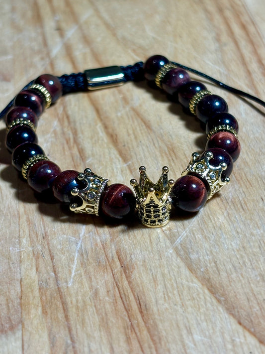 Mens Red Tiger Eye Macrame