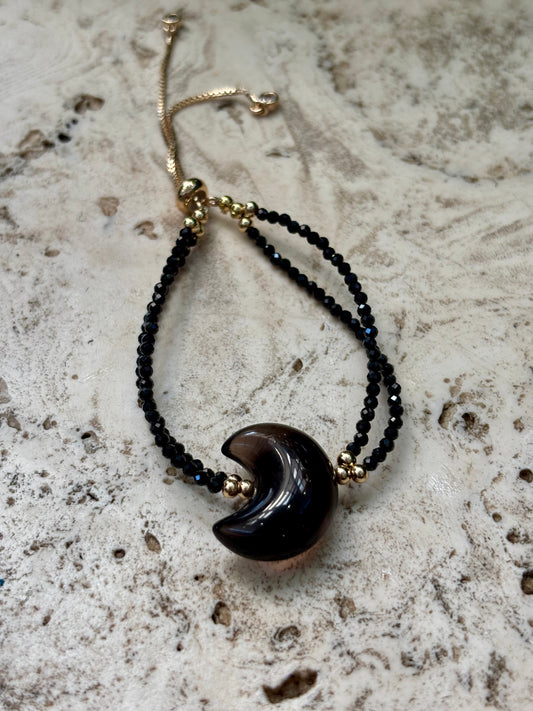 Adj Black Obsidian Faceted Bracelet