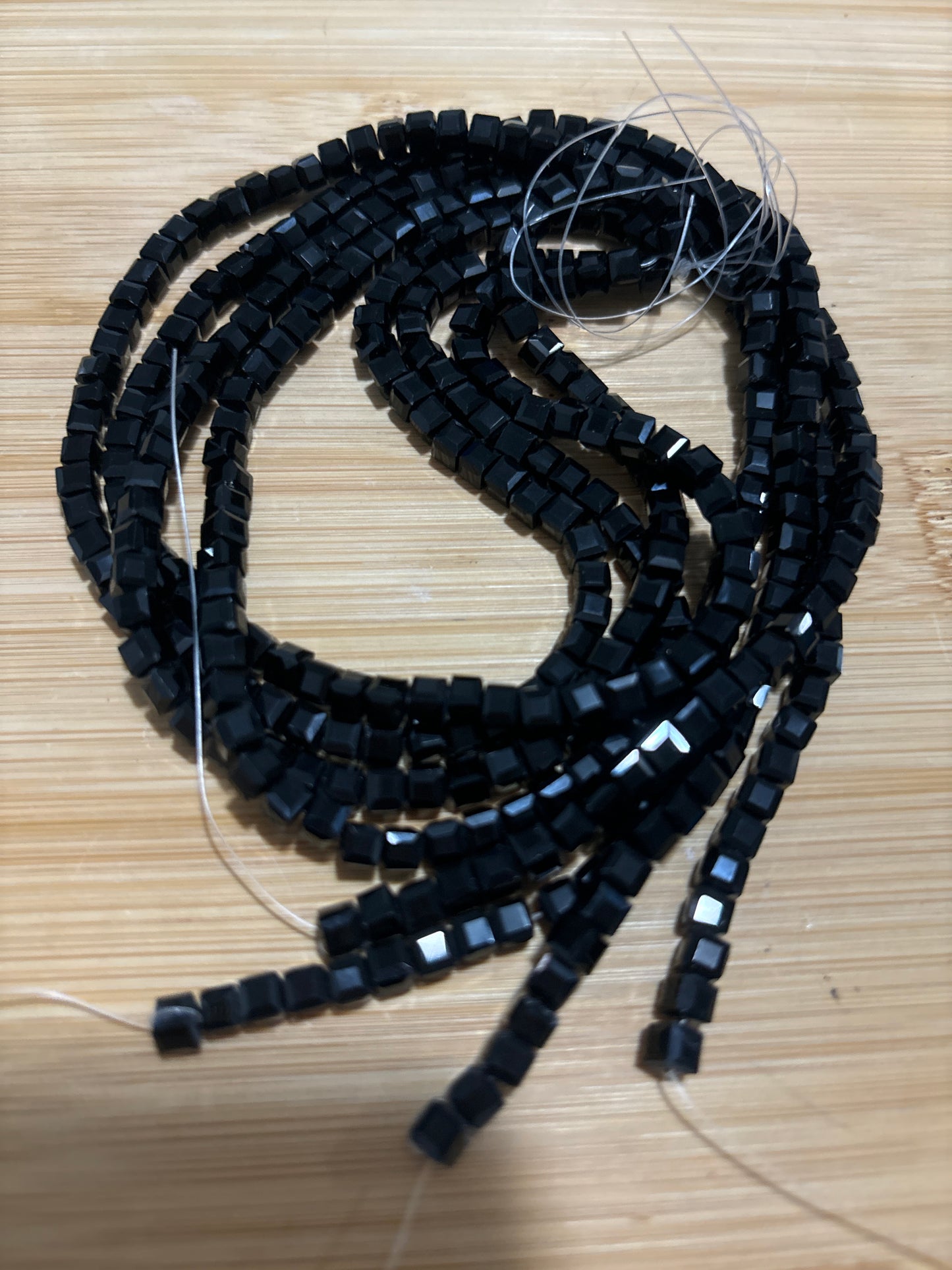 Black Cube Bead Strand