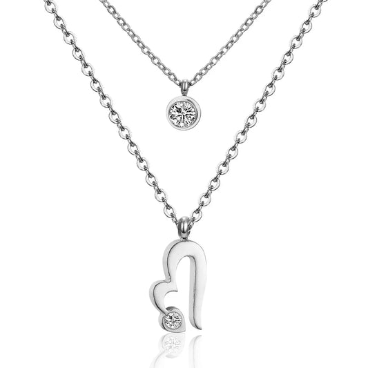 SS Double Heart Necklce