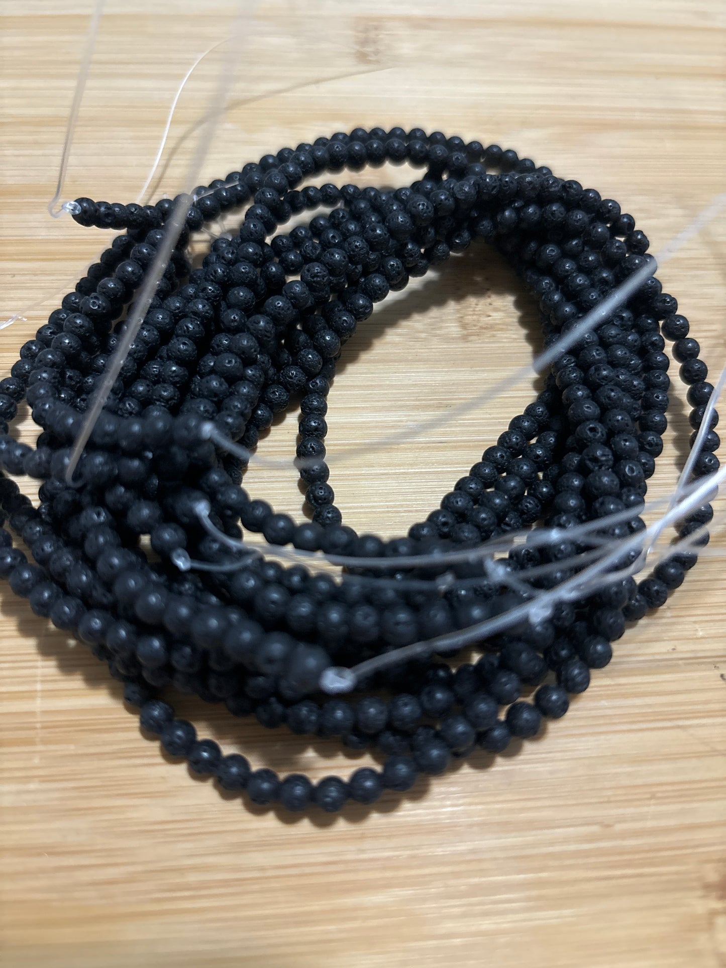 4mm Black Lava Bead Strand