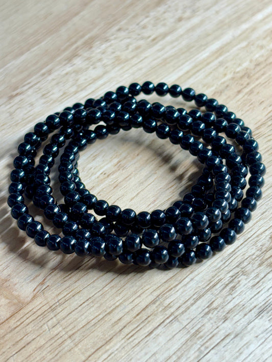 4mm Black Obsidian Bracelet
