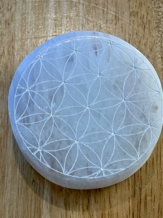 Flower of Life Selenite Charging Plate