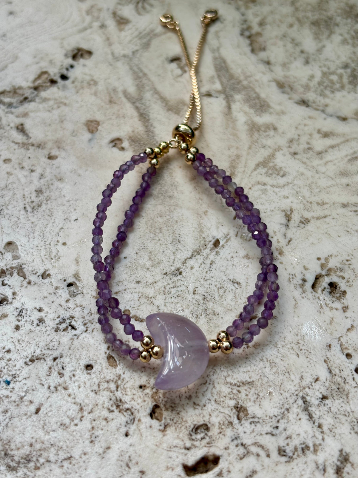 Adj Amethyst Moon Faceted Bracelet