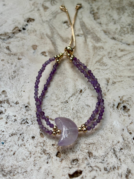 Adj Amethyst Moon Faceted Bracelet