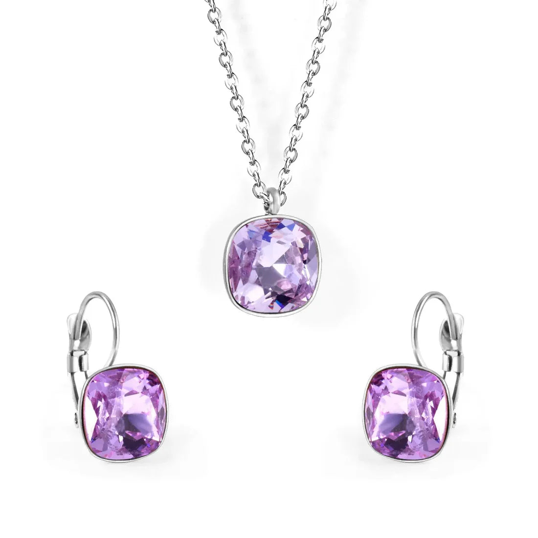 SS CZ Pendant Necklace Earrings Set