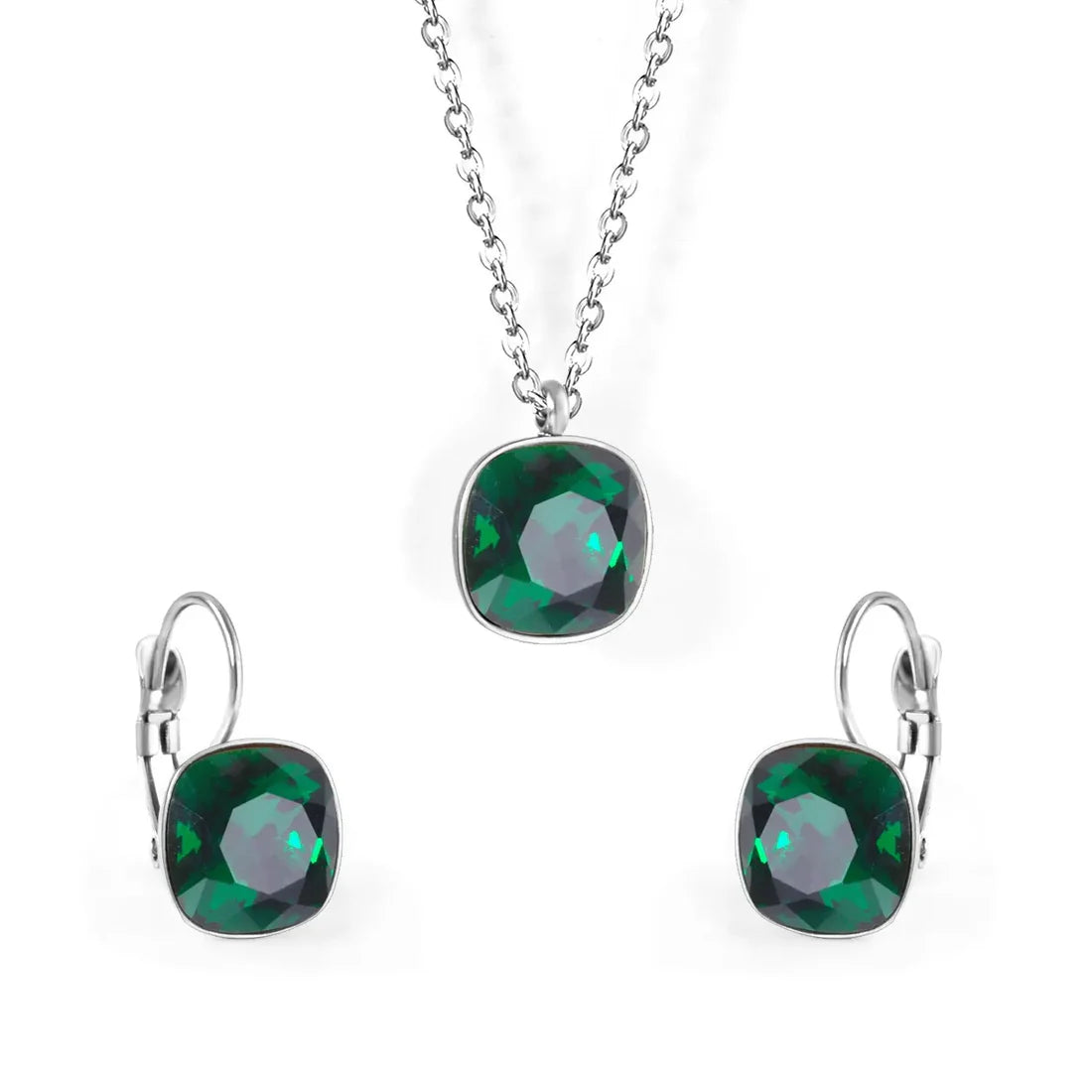 SS CZ Pendant Necklace Earrings Set