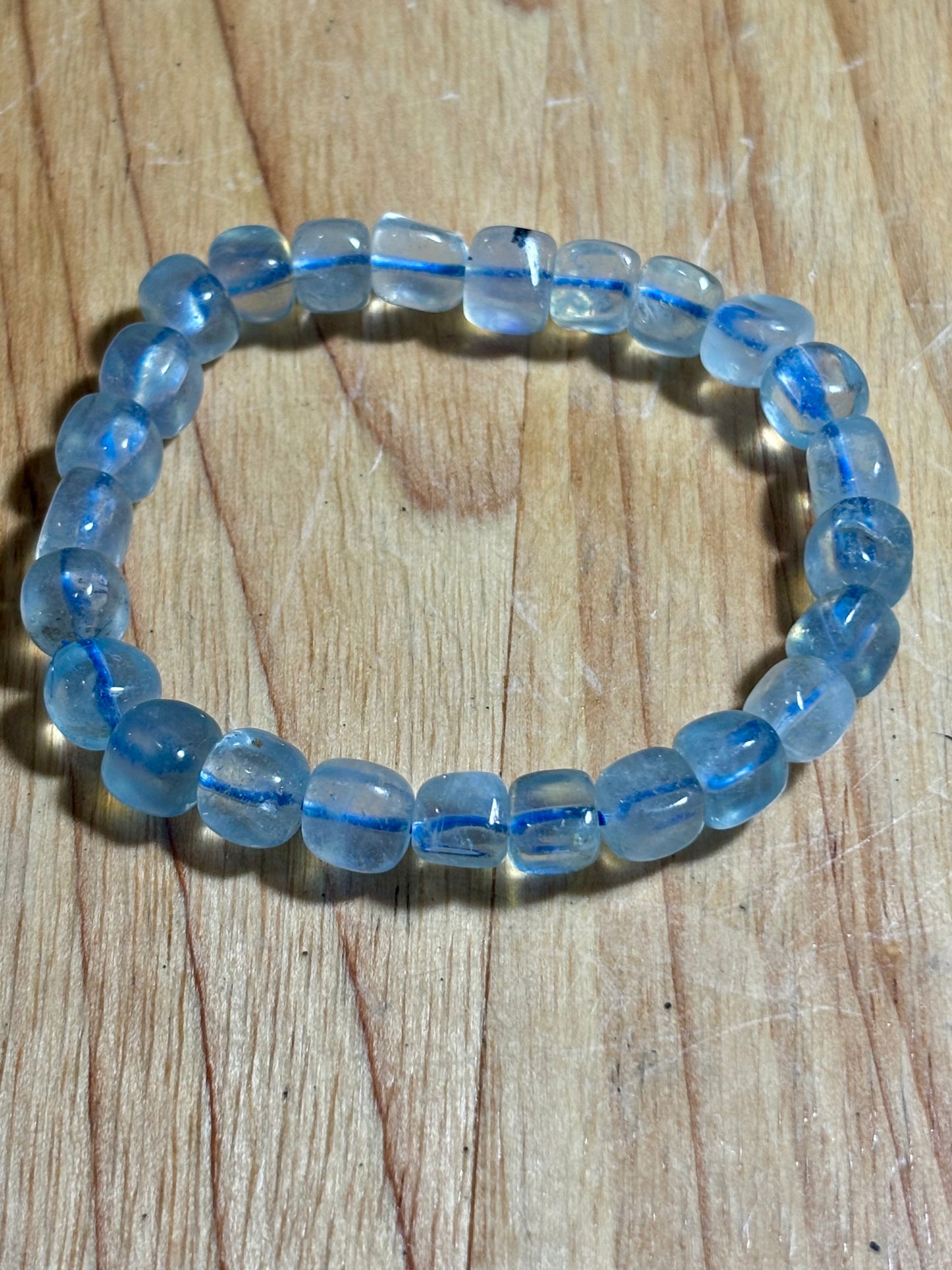 Aquamarine Cube Bead Bracelet