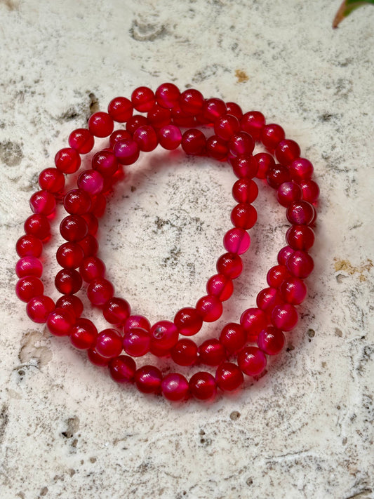 6mm Magenta Agate Bracelet