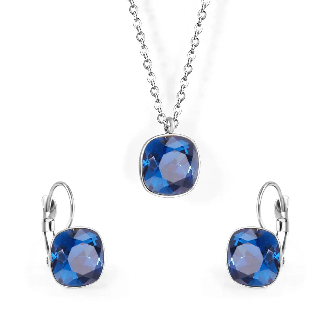 SS CZ Pendant Necklace Earrings Set