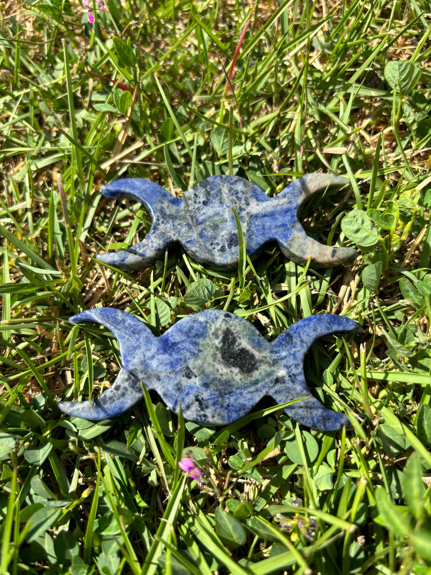 Sodalite Three Moon and Star Carving