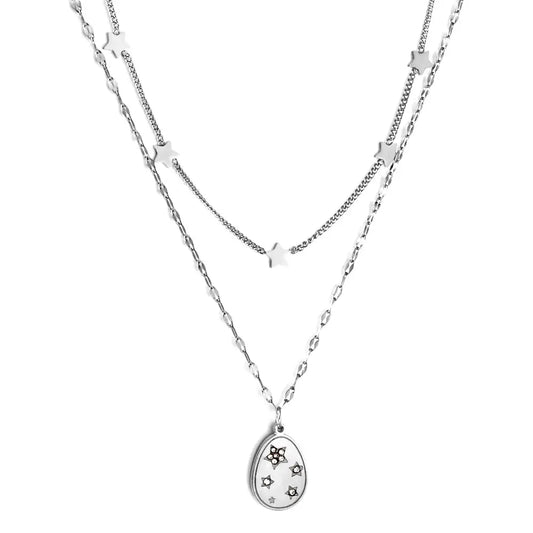 SS Tiny Stars Teardrop Necklace