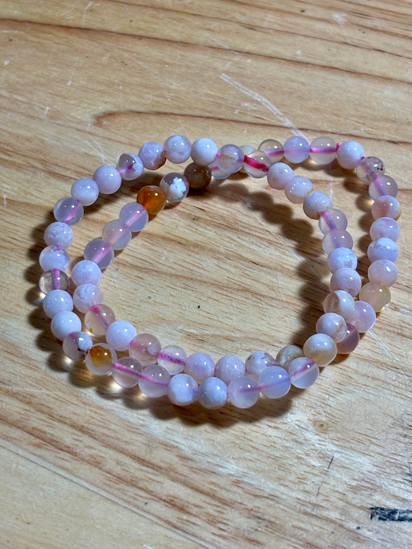 Flower Agate 6mm Bracelet