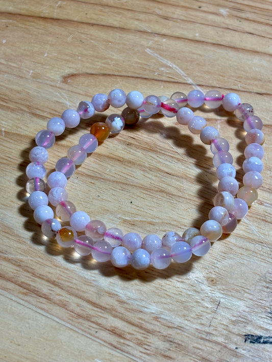Flower Agate 6mm Bracelet