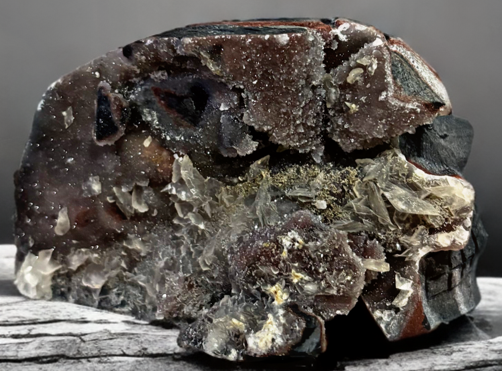 Druzy Sphalerite Indian Skull Carving